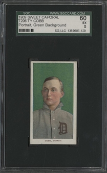 1909-11 T206 White Border Ty Cobb, Portrait, Green Background - SGC 60 EX 5